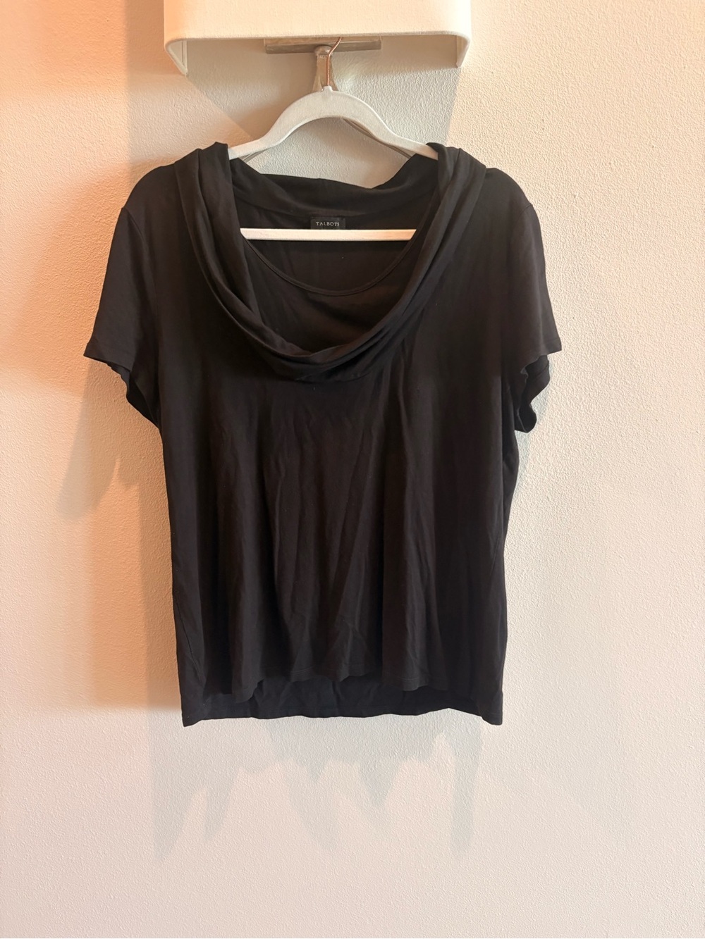 Talbots Black Short Sleeve Cowl Neck Tee